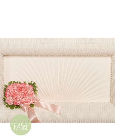 Casket corner decoration of carnations. 