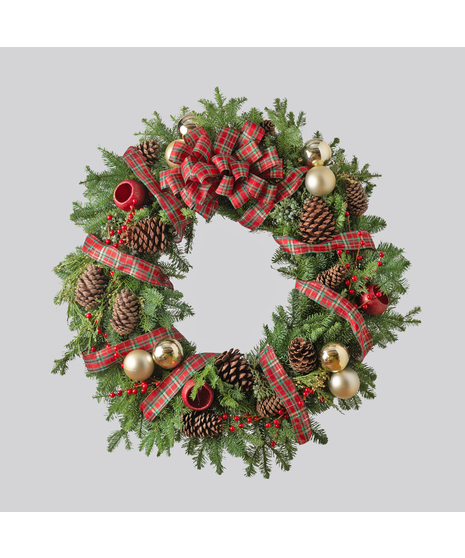 Natural Decorated Evergreen Wreath 24