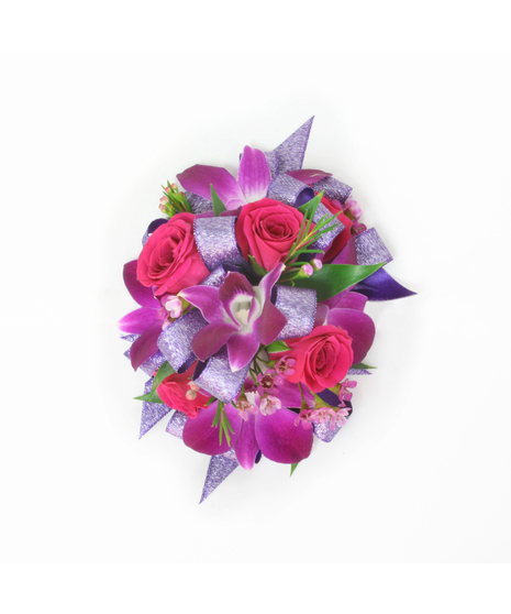 Purple Dendrobium Orchid and Rose Corsage