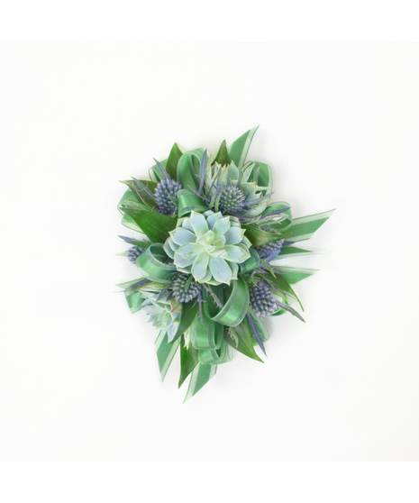 Succulent and Thistle Corsage