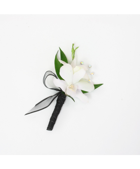 White Dendrobium Orchid Boutonniere